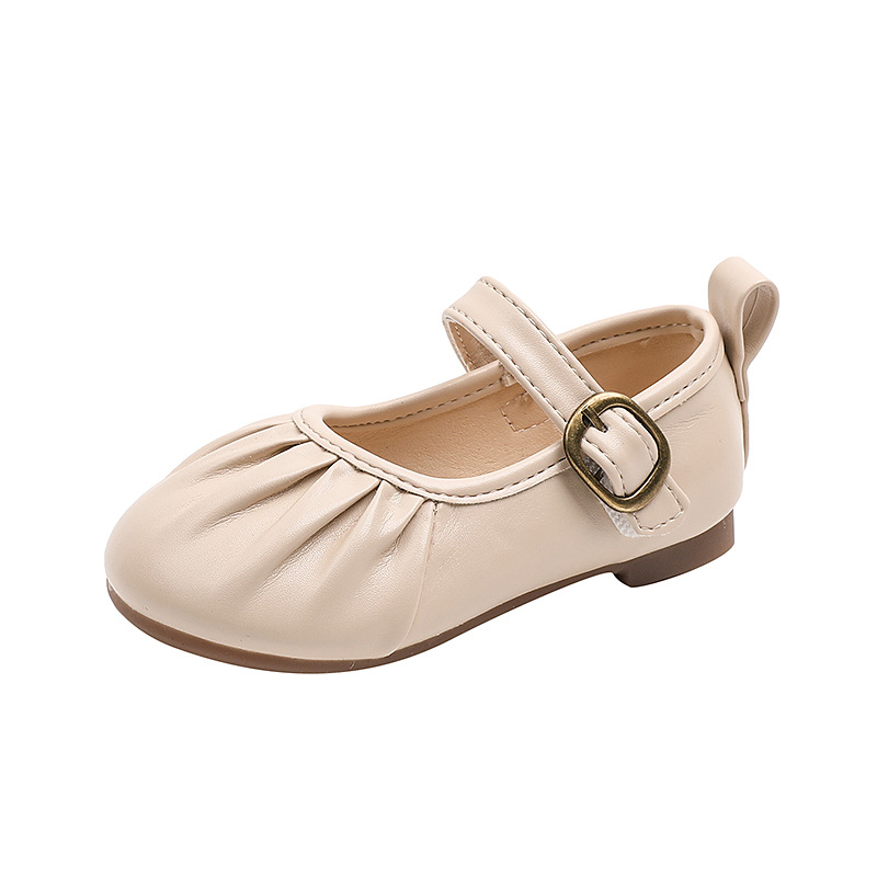 Sapatinhos infantis femininos de couro, antiderrapantes, com sola macia, estilo princesa, tendência para primavera e outono, para meninas de 1 a 6 anos._voghion.com