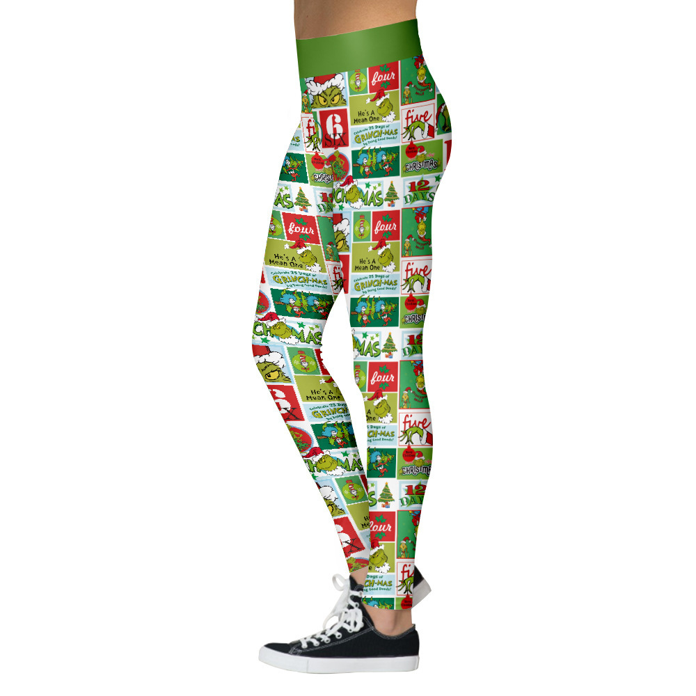 Women's Christmas Retro Cartoon Full Length Printing Leggings display picture 5