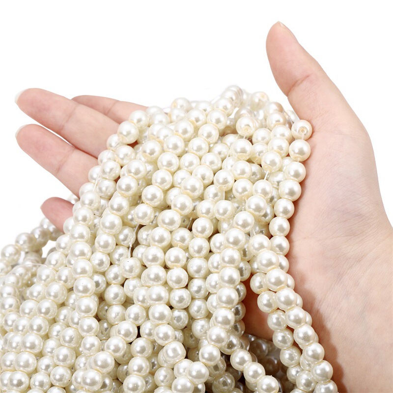 Glass Imitation Pearl Beads with Straight Holes, Small Round Beads for DIY Necklaces and Bracelets, Loose Glass Beads in Bulk Glass Imitation Pearl Beads with Straight Holes, Small Round Beads for DIY Necklaces and Bracelets, Loose Glass Beads in Bulk