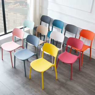 Macaron Color Plastic Chair Modern Simple Dining Chair with Backrest Chair Stool Household Thickened Plastic Chair