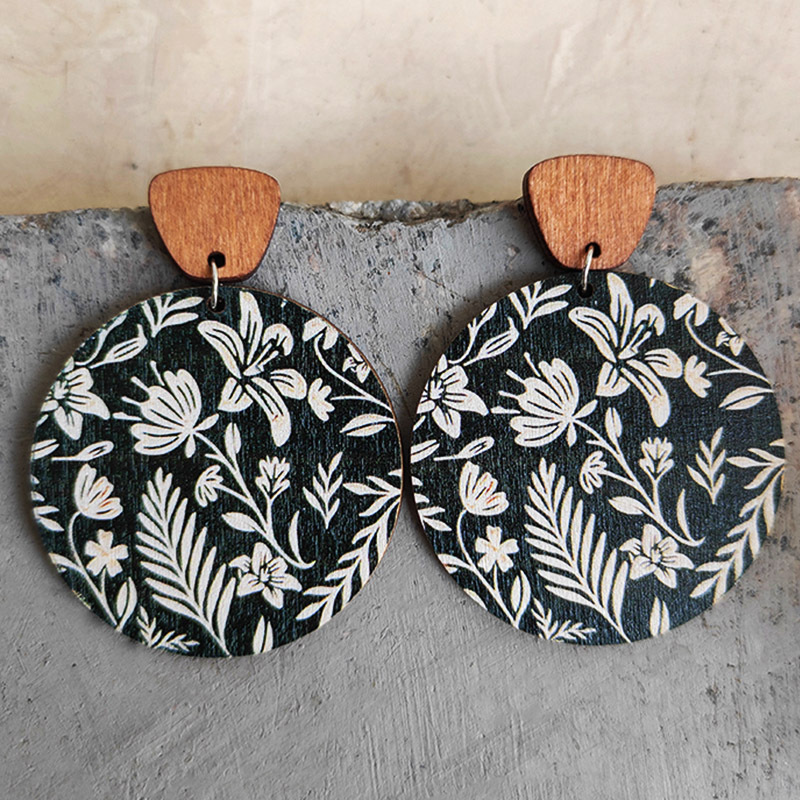 1 Par Bohemio Flor Madera Mujeres Pendientes De Gota display picture 4