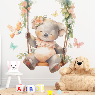Aike DD3482 Cartoon Koala Flower Thousand Autumn Stickers Wall Stickers Living Room Room Wall Decoration Self-adhesive Stickers