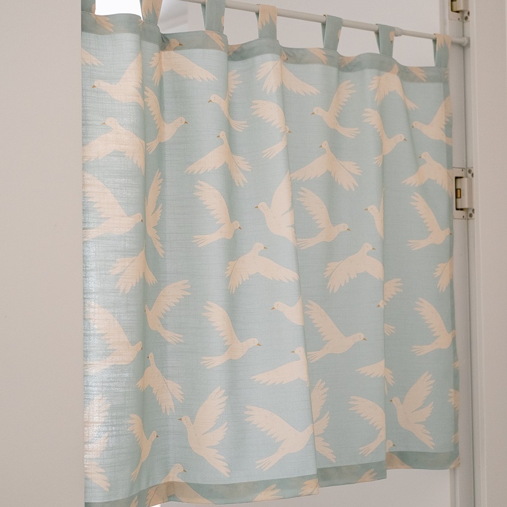 HEGALY blue bird small fresh oxygen bedroom door curtain sling cute non-perforated partition transparent opaque