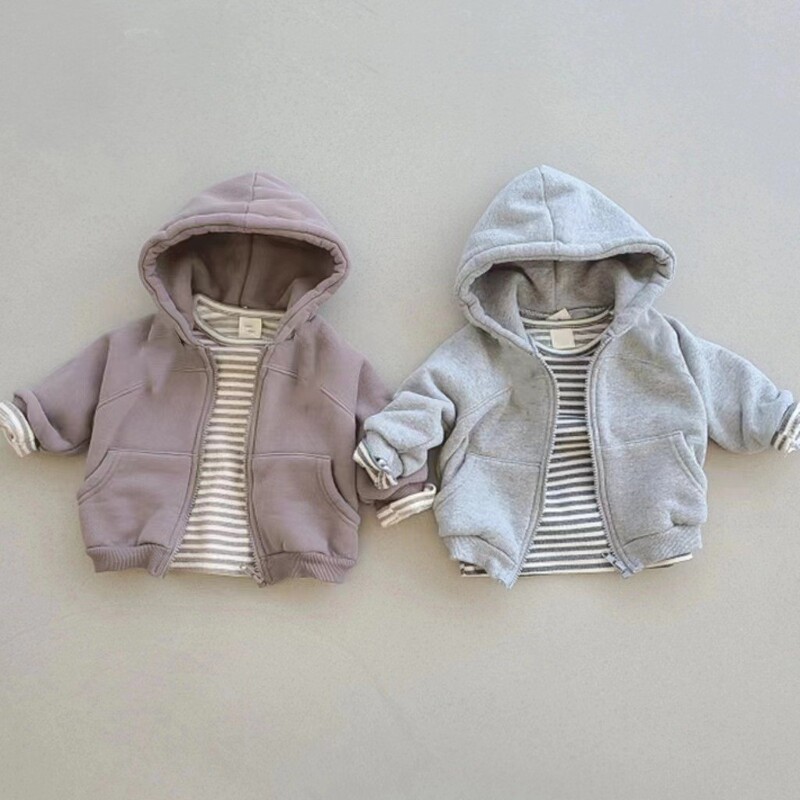 Korean Style Spring and Autumn Baby Clothes Sweatshirt Hooded Jacket for Boys Casual Single Zipper Versatile