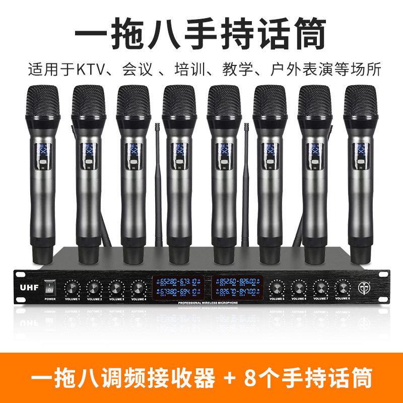 Micrófono inalámbrico TMD/Tengmandi de doble canal FM U-band Bluetooth para cantar, conferencias, KTV, verdadera diversidad