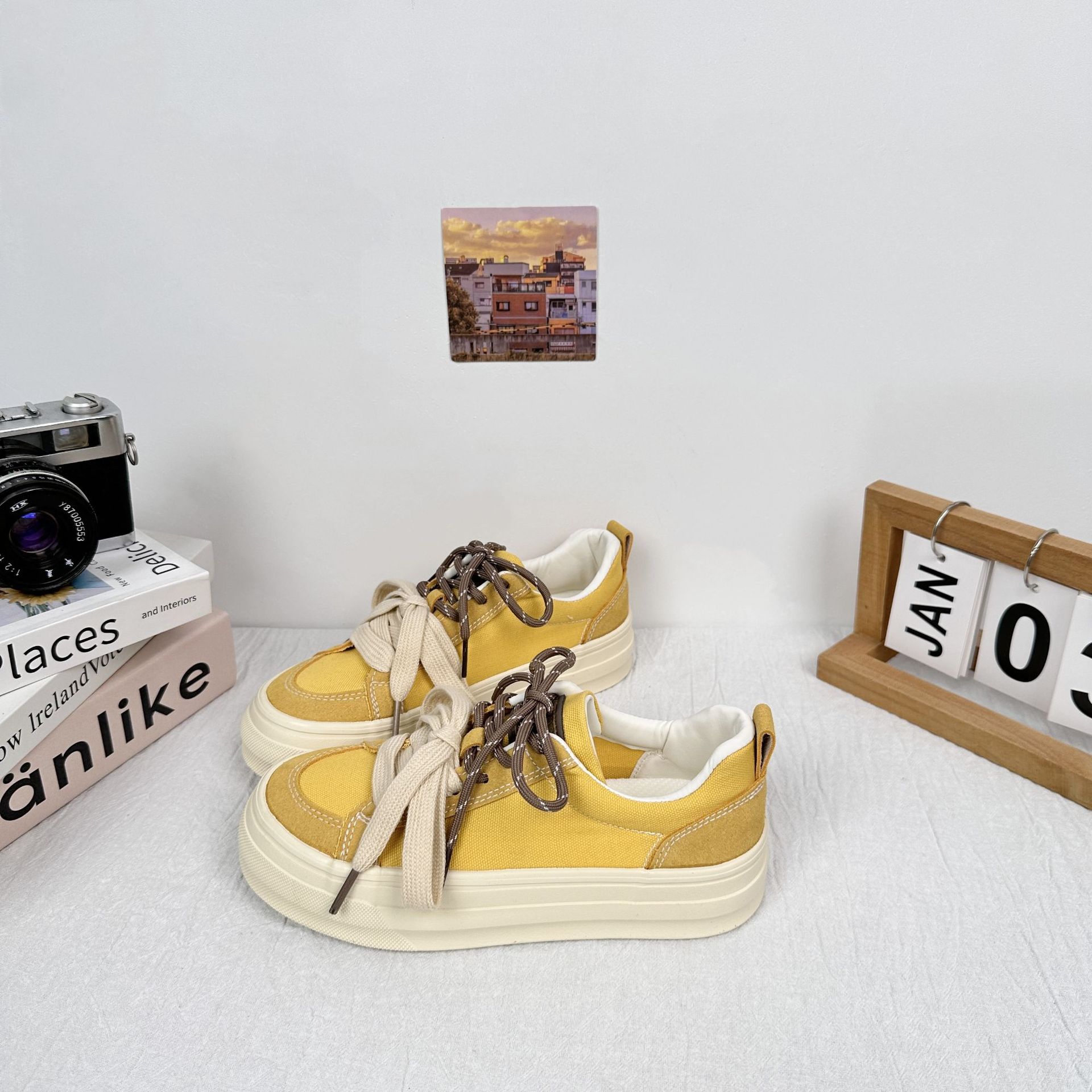 Yuanbo Xiaozhong zapatillas de deporte zapatos de lona para mujer nuevos zapatos blancos de suela gruesa zapatos casuales zapatos de mujer de verano zapatos de pan image 4