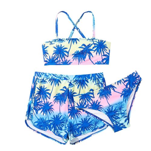 Children's swimsuit European and American style split-printed three-piece set shorts bikini girls' swimwear