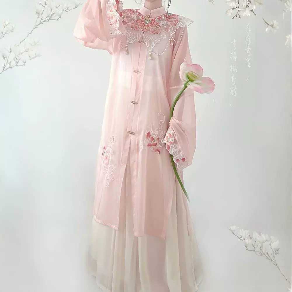 Взрослый Hanfu Shiqi Makeup Ming Облачные плечи восстановили воротник рубашки вышивка дышащая фея Ежедневные студенческие модели