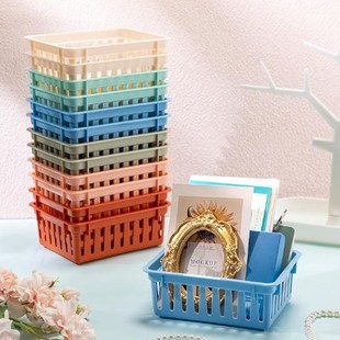 Multi-specification Colorful Stationery Blue Round Student Office Stationery Storage Basket Square Strip Jewelry Storage Basket