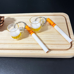 国境を越えた創造的なシミュレーションビールのキーホルダー卸売りミニザビールグラスアクリル工芸品カッププレゼント