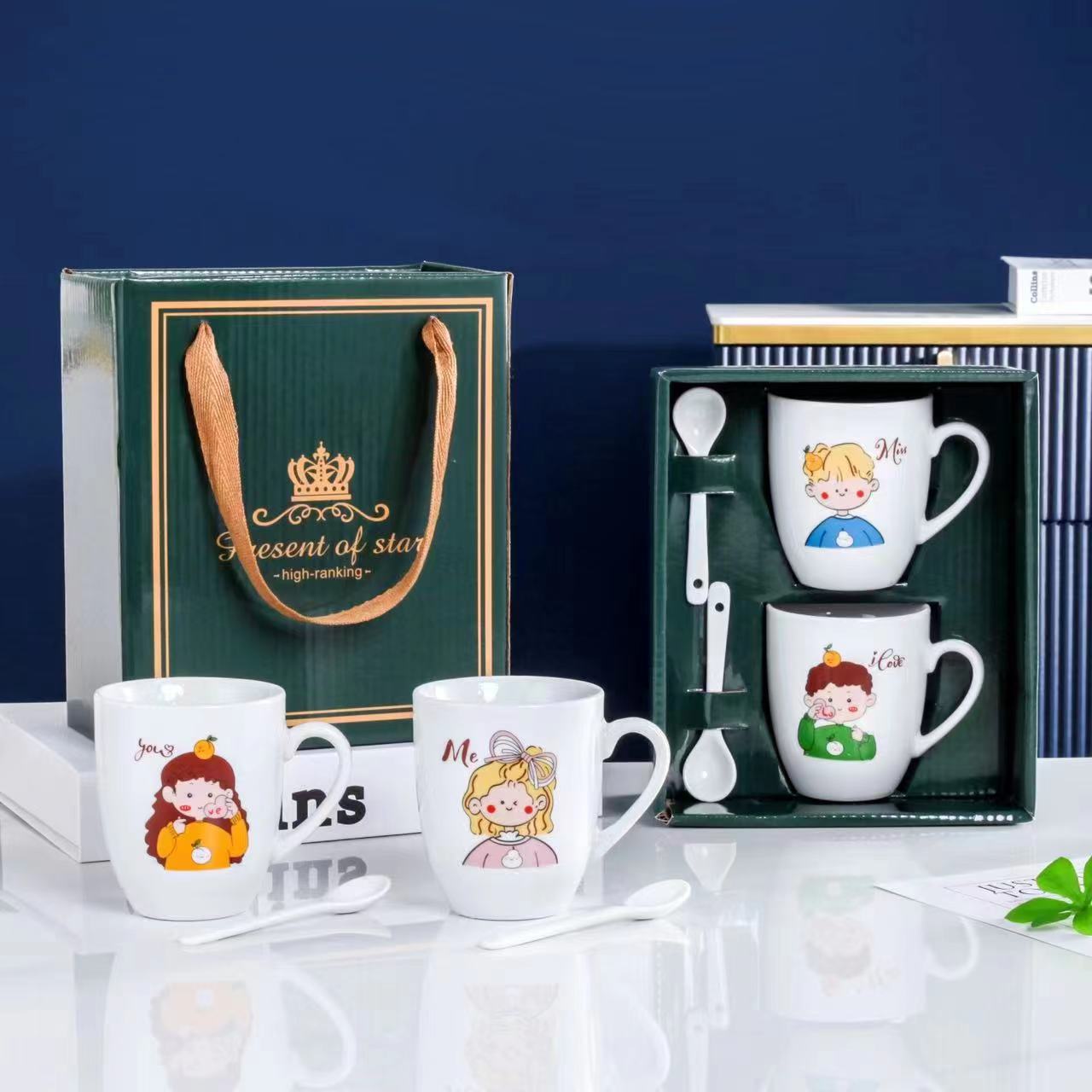 5201314陶瓷杯情侣对杯礼盒套装 马克杯子七夕礼品印字定 制logo