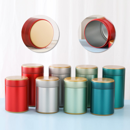 Tinplate tea can Jin Junmei round sealed 125g tea can solid color tea box with printed logo