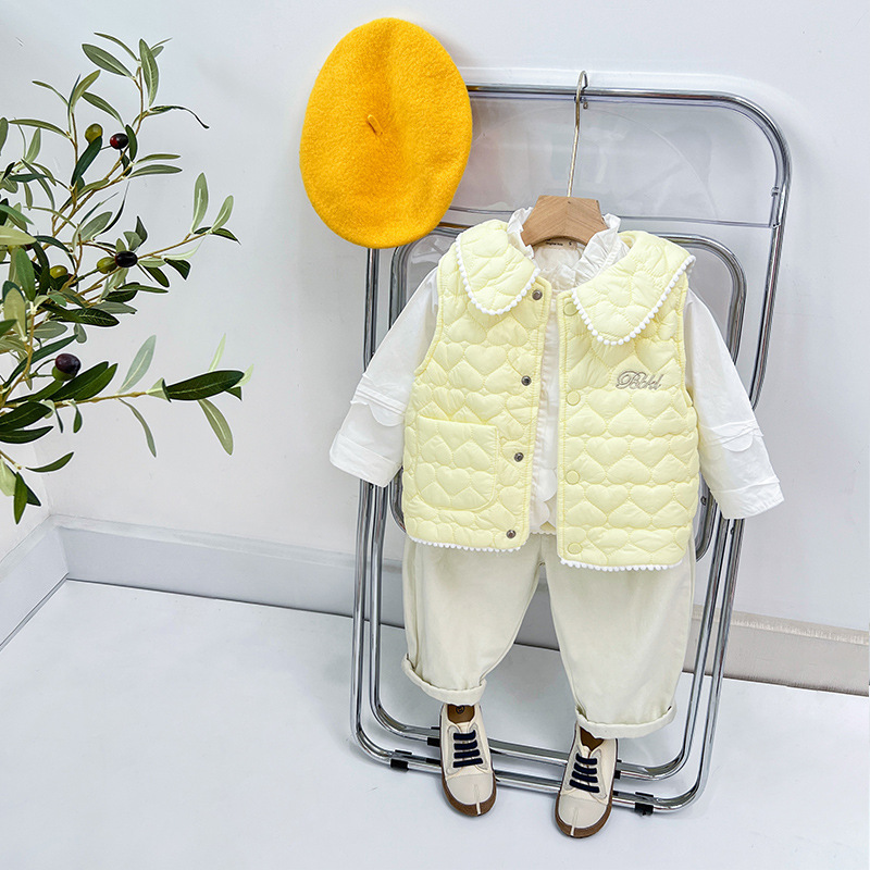 Otoño e invierno nueva niña bebé Chanel Estilo Chaleco forrado de lana engrosada chaleco abrigo