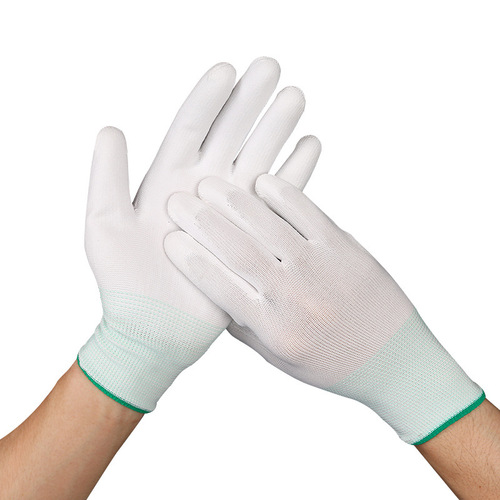 PU coated palm gloves 13-needle white nylon polyester glove core labor protection gloves PU coated finger glove core manufacturer