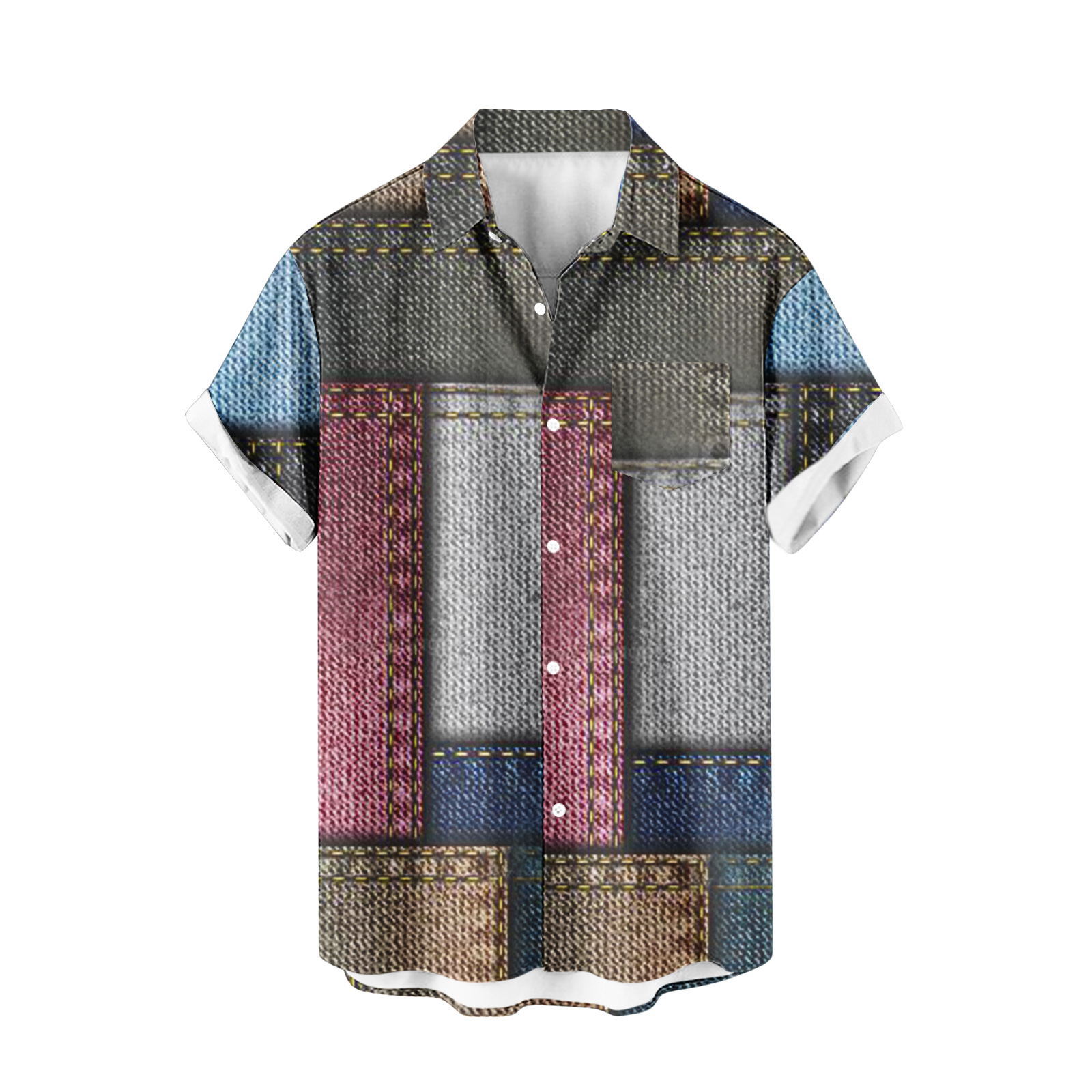 Venta caliente para hombres nueva camisa de manga corta 3D impresión digital moda casual Hawaii playa solapa para hombres