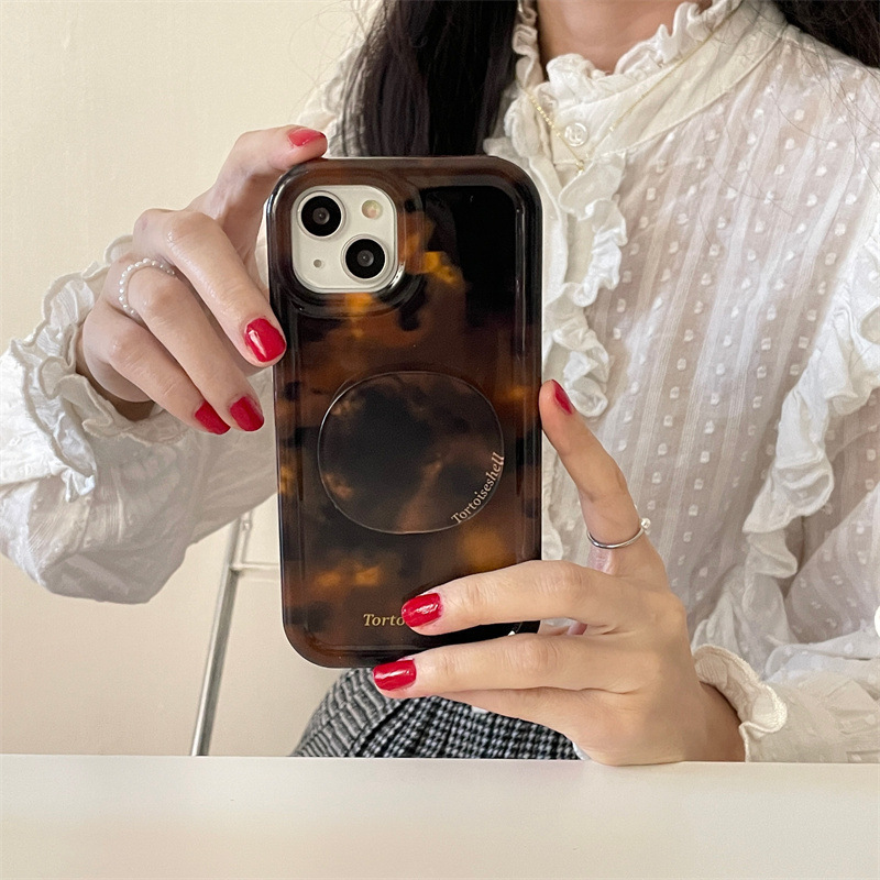 Brown Amber Marble Apple 15/17Promax White-Edged Apple 14/13Pro Mobile Phone Case Suitable for Ip12P