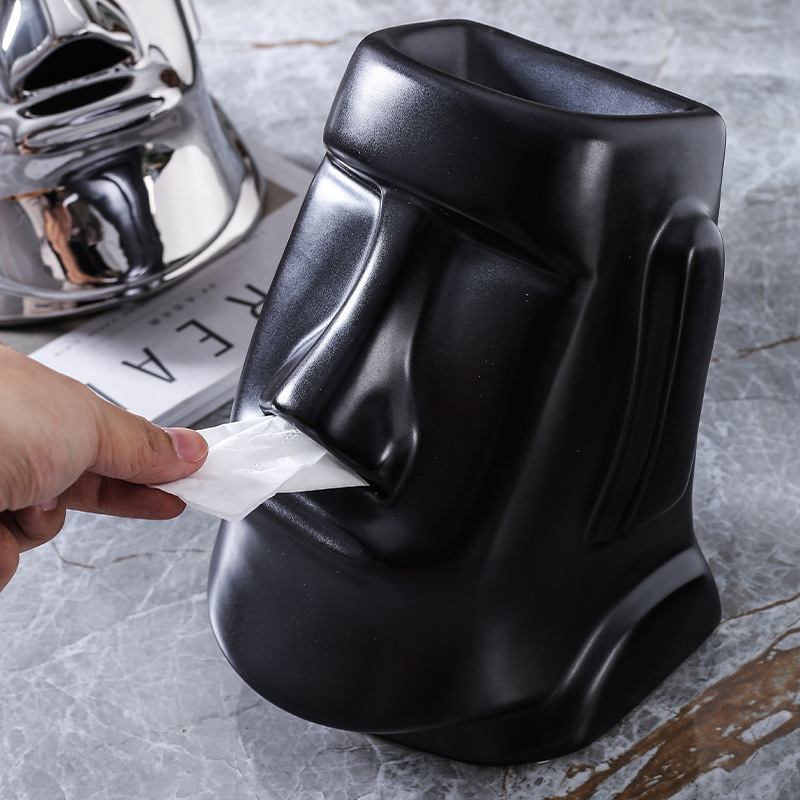 创意餐巾盒石人像纸巾盒客厅抽纸盒现代风网红摆件家用简约现代