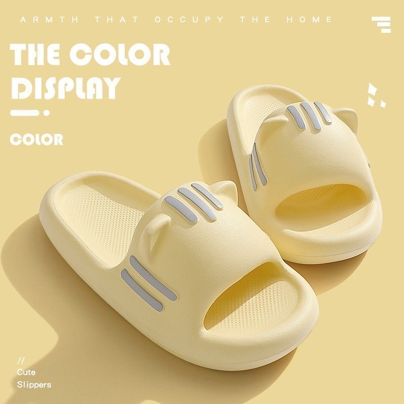 [Feeling Like Stepping on Shit] New Slippers for Summer Home Indoor Home Bathroom Non-Slip Couple Cartoon Kitten Slippers