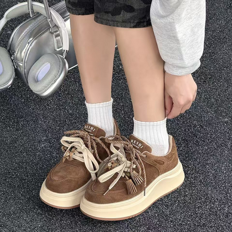 In-Stock Genuine Leather Height-Increasing Casual Shoes Retro Women 2025 Autumn and Winter Thick-Soled Versatile Soft Sole Sneakers Women's Shoes In-Stock Genuine Leather Height-Increasing Casual Shoes Retro Women 2025 Autumn and Winter Thick-Soled Versatile Soft Sole Sneakers Women's Shoes