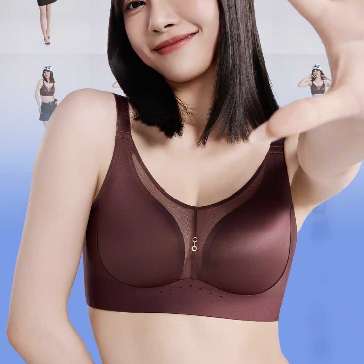 K210 Non-Magnetic Design Cut Out Jelly Glue Semi-Fixed Cup No Rims Women's Push-Up Bra Intimates
