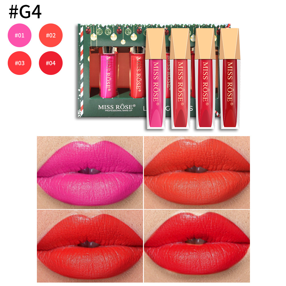 Christmas Makeup Lip Lacquer Sets Of Boxes Matte Finish Non-fading Lipstick Kit display picture 11