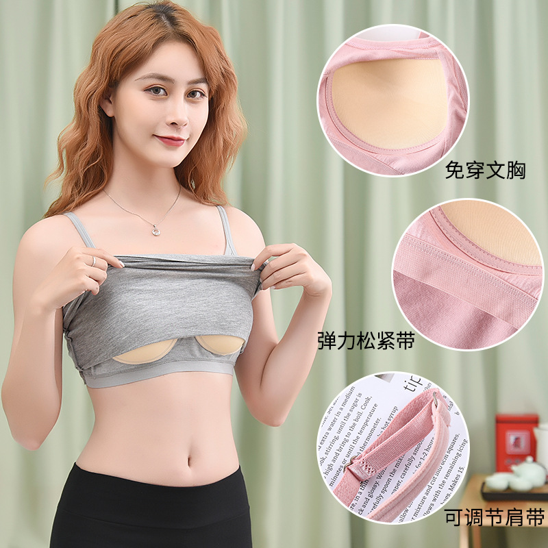 Sin anillo de acero, una pieza con almohadilla para el pecho, sujetador sin uso, camisola, interior pequeño para mujer, top de tubo, ropa interior con honda
