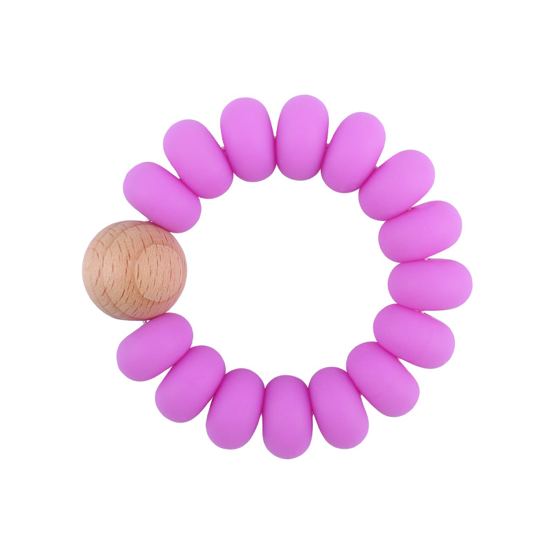 Nuevo bebé suministros granos planos espaciador creativo bebé silicona mordedura haya molar pulsera mordedor juguete