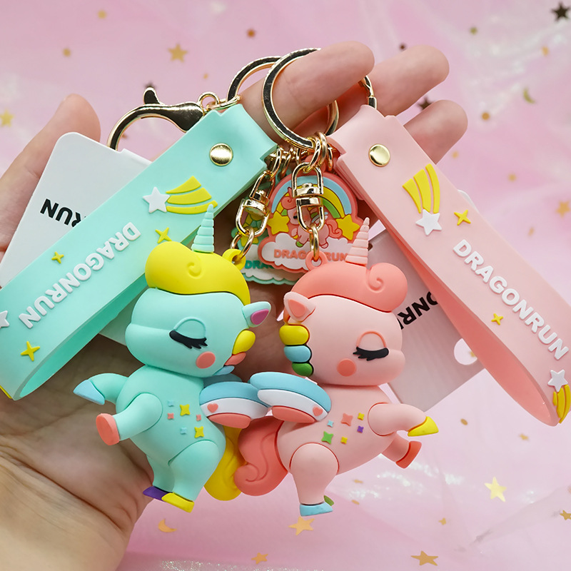 可爱卡通马小驰钥匙扣 卡通可爱少女心钥匙扣玩偶包包钥匙扣批发