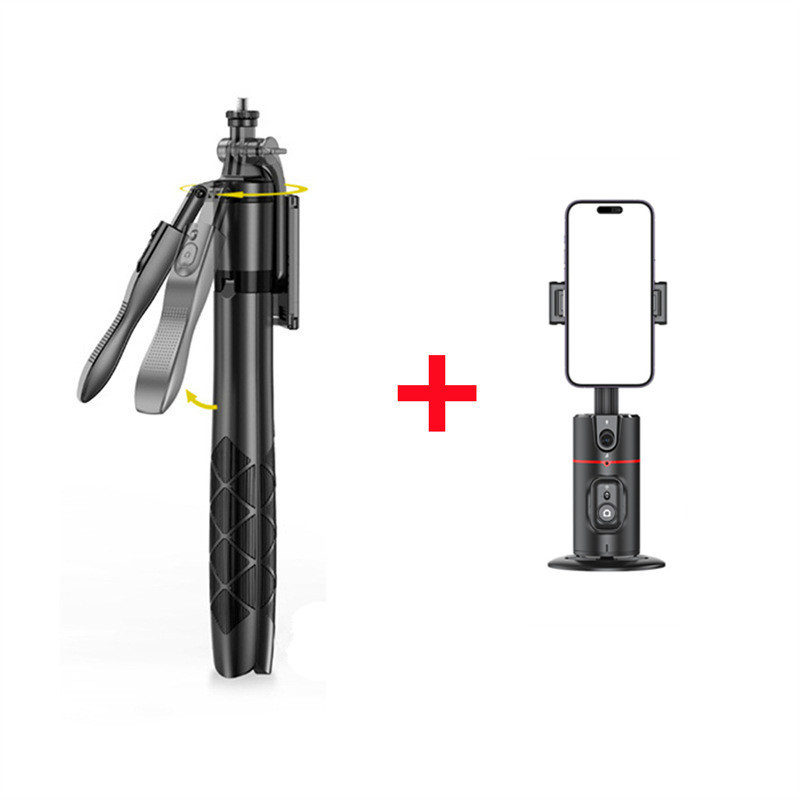 Reconocimiento de rostro AI transfronterizo Soporte de teléfono móvil de escritorio giratorio de 360 ° Fotografía de video en vivo panorámica y cabeza de cámara