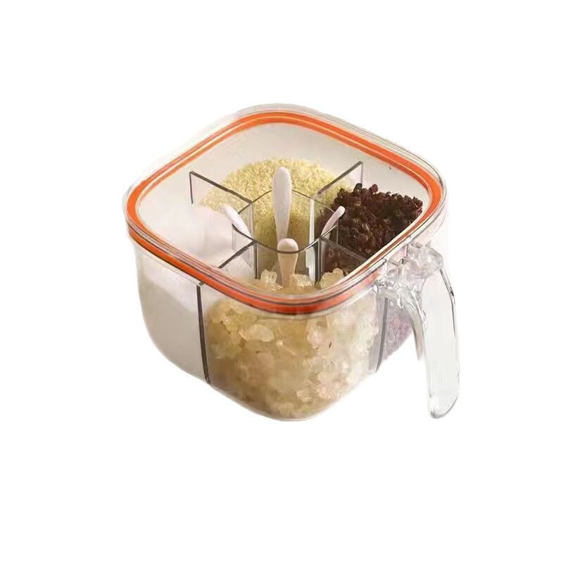 調味料ボックス一体型マルチグリッドキッチン多機能透明調味料瓶塩コショウMSG組み合わせ調味料ボックス保存瓶|undefined