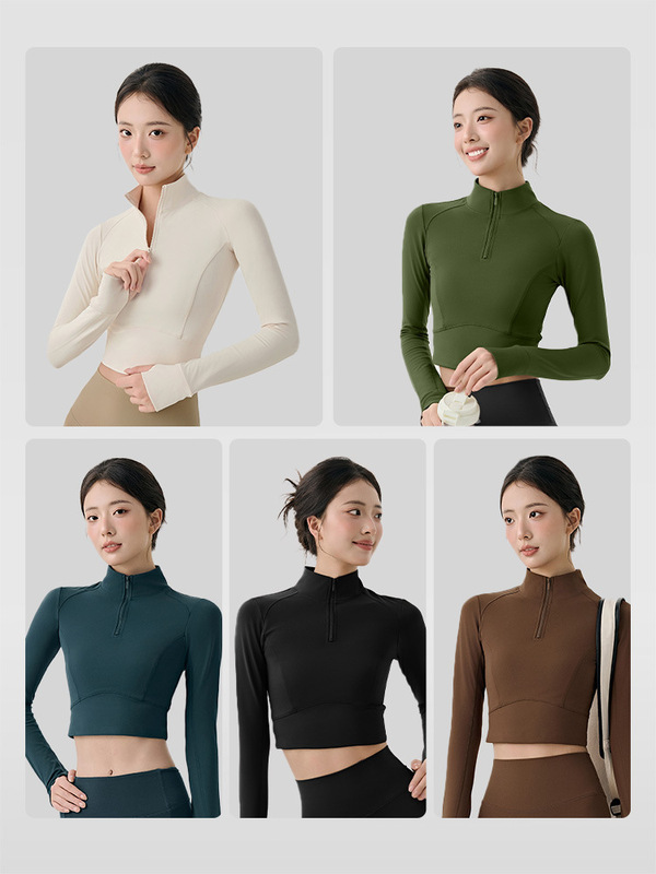 云感暖绒锁温运动外套女秋冬加厚立领修身收腰显瘦长袖瑜伽服上衣|undefined