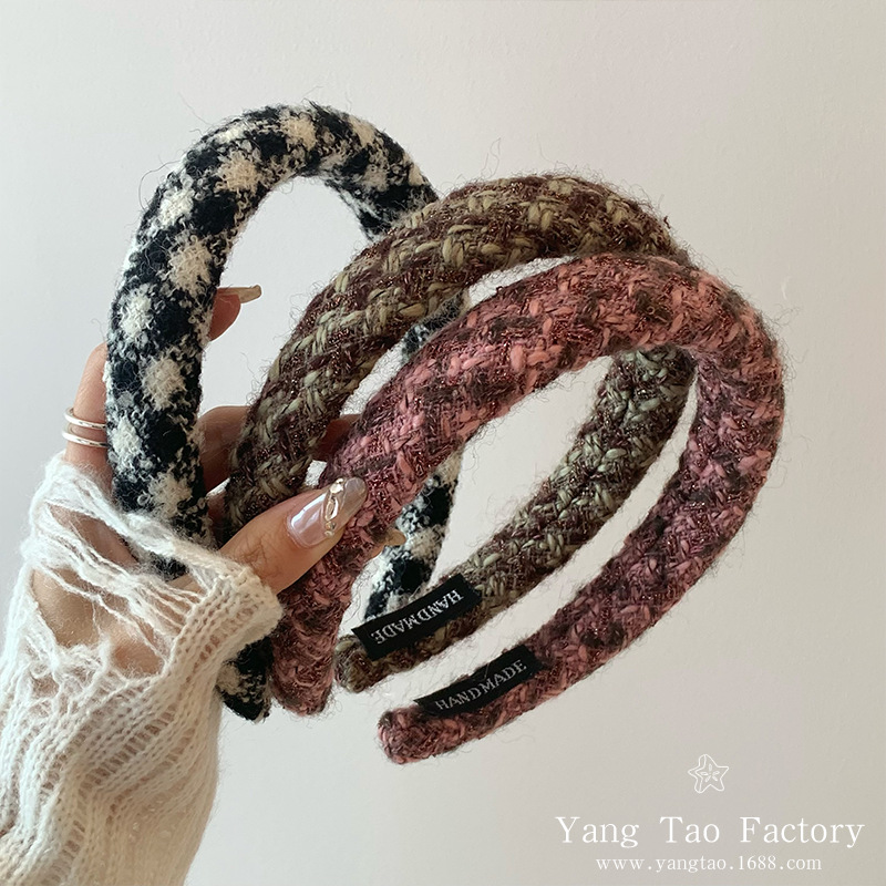 Temperamento otoño invierno pequeño viento fragrante tween grueso bandas de cabello de alta sensación bandas de cabello de estilo francés temperamento simple tocado de cabello