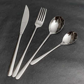 304不锈钢韩式刀叉勺长柄调羹搅拌勺加厚甜品勺咖啡勺牛排刀叉勺