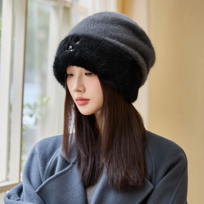 韩版冬天帽子女大头围显脸小针织帽时尚百搭休闲毛绒帽保暖毛线帽|undefined