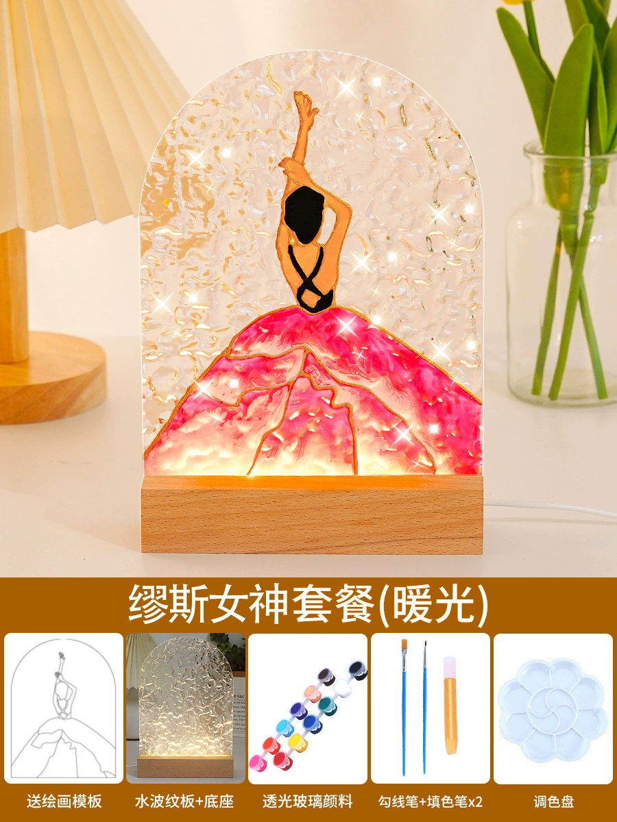 Подсветка ночника из стекла, креативная LED-ночная лампа, моно- или трехцветная, размер 12.5×3.75×16.67 см