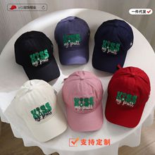 字母刺绣棒球帽女显脸小鸭舌帽情侣洗水棉洋气加大帽檐加深帽子