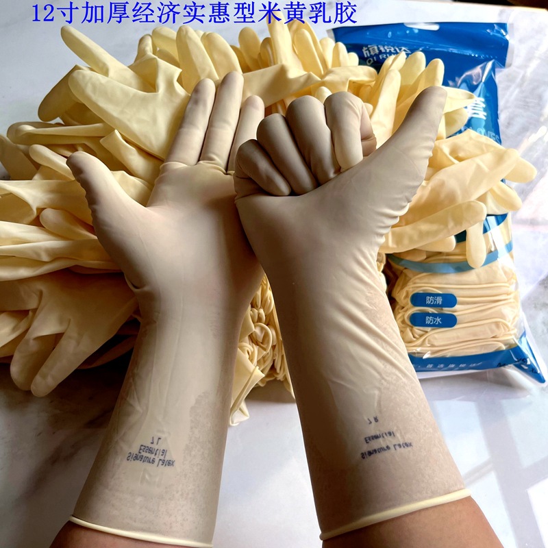 12 인치 두께의 베이지 색 라텍스 장갑 XL 크기 50 pcs/bag