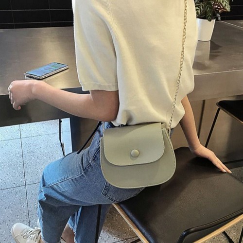Mini crossbody bag for women's new style fashionable small fresh semi-round saddle bag versatile ins shoulder chain bag