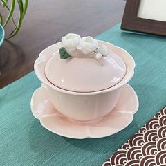 ピンクの王女の三才の蓋の碗の大きいサイズの単一の蓋の碗の中国式の桜の輪はお茶の碗の淑女を浸してお茶の碗の陶磁器を敬います。