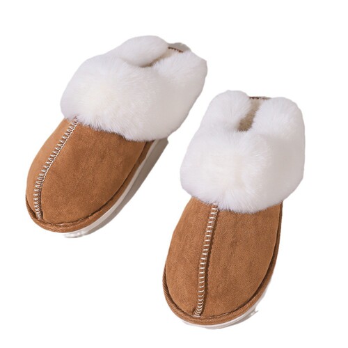 Item: Plush Slippers with Anti-slip TPR Sole - Stylish and Simple Home Slippers for Women