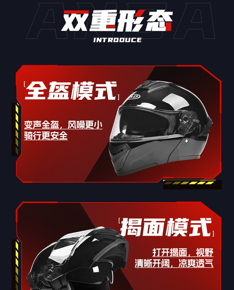 Cross-Border New National Standard Motorcycle Helmet Men's Motorcycle Full-Face Helmet Personalized Four-Season Electric Vehicle Safety Helmet Large Tail Fin Revealed