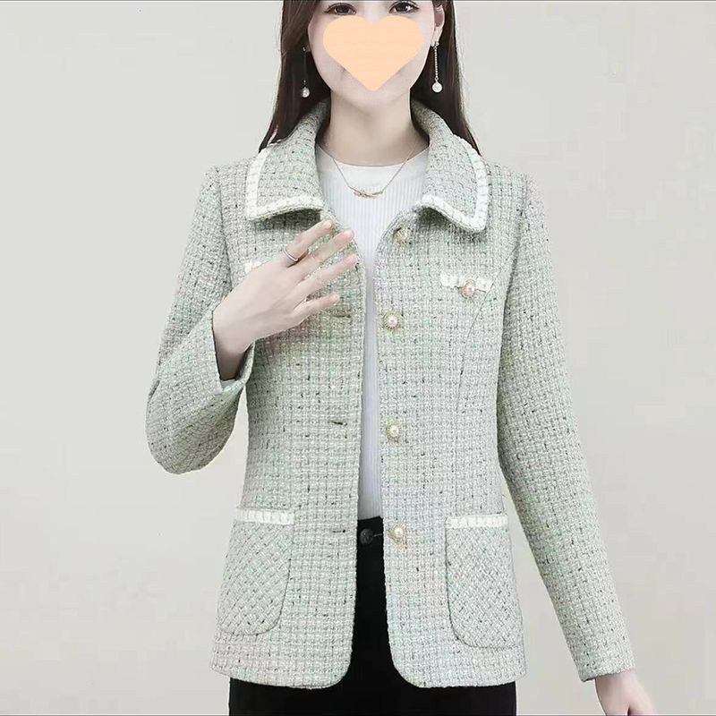 高級春秋ショートスタイルスーツ女性のための 2025 春の新ファッションママのスクエアカラースーツジャケット|undefined