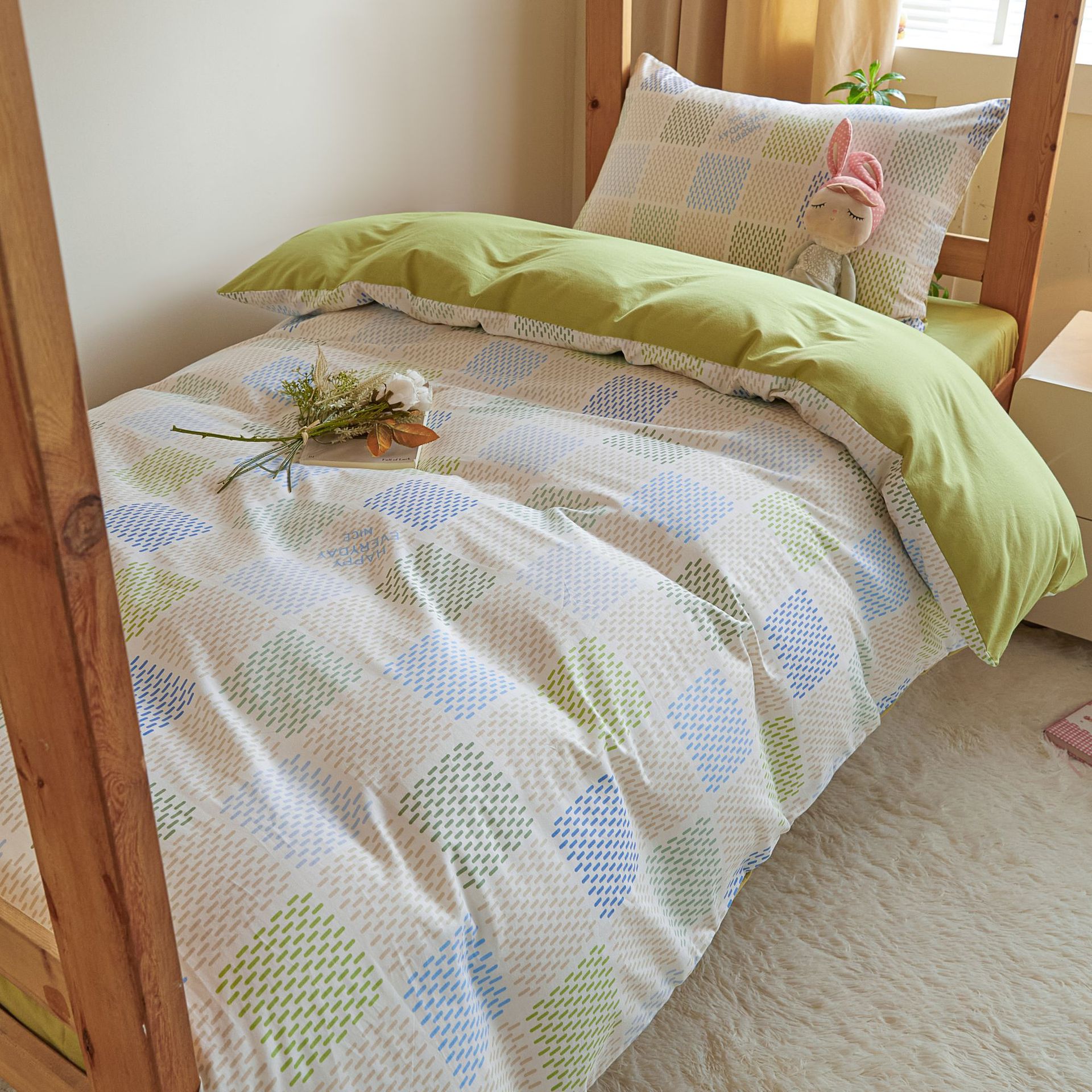 Temporada de estudiantes algodón algodón fresco de cuatro piezas sábanas fundas edredón sábana sábana sábana de tres piezas 2025 ropa de cama nueva