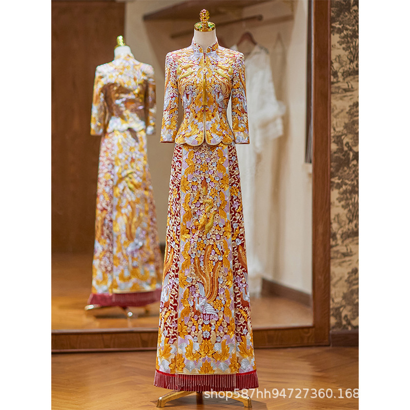 Luxurious Dragon and Phoenix Gown 2026 New Style Chinese Bridal Dress Slimming Xiuhe Dress Wedding Gown Toasting Dress