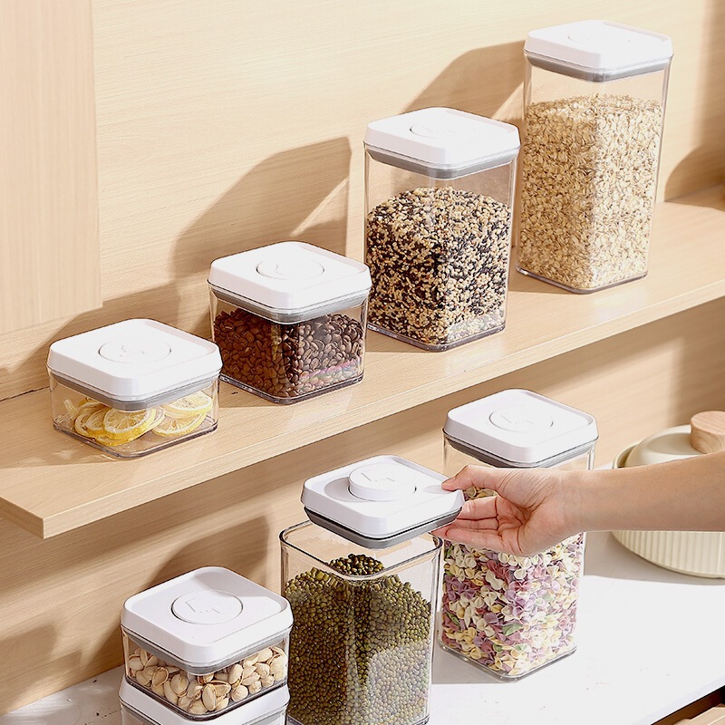 Press-Sealed Vacuum Storage Container, Food-Grade Storage Box, Kitchen Storage Jar, Coffee Bean and Grain Preservation Jar