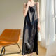 Silk Acetate Satin Solid Color All-Match Slimming Elegant Sling dress Women's Jacquard Long Inner Midi Dress