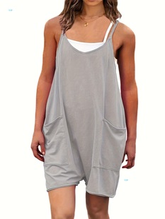 Plus Size Solid Color Cami Overalls Jumpsuit Casual Cross-Border