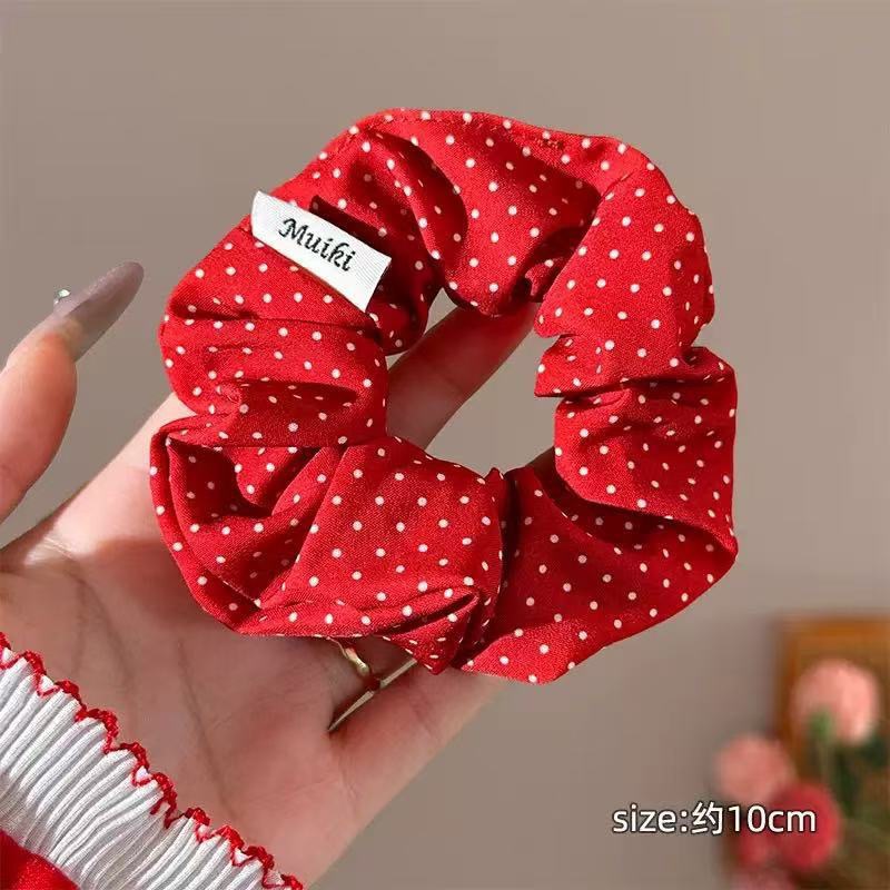 라벨 레드 도트 머리끈 [1개]