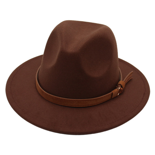 Amazon Importer Gentleman Hat Retro Jazz Hat Unisex Elegant Felt Hat Belt Buckle Wool Hat Luxury Style