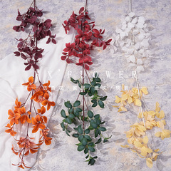 新款仿真4叉杜鵑葉仿真單支綠葉仿真植物婚慶插花裝飾拍照道具